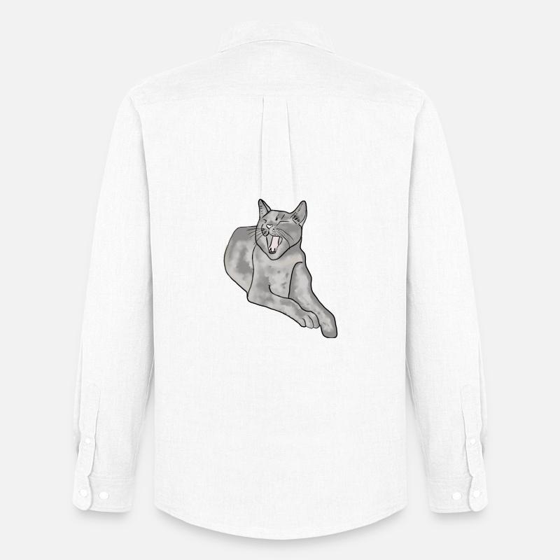 Katze - Männer Oxford Hemd von Stanley/Stella - Weiß