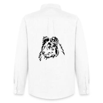 Sheltie Kopf - Männer Oxford Hemd von Stanley/Stella - Weiß - Hinten - AI Model Male 185 dark (185cm)