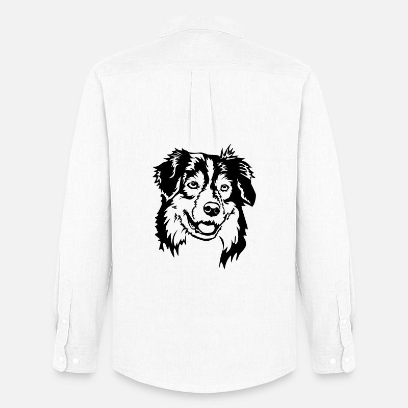 Australian Shepherd Kopf - Männer Oxford Hemd von Stanley/Stella - Weiß