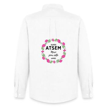 Super Atsem Merci pour cette année fleurs rose - Chemise Oxford homme Stanley/Stella - blanc - Dos - AI Model Male 185 dark (185cm)