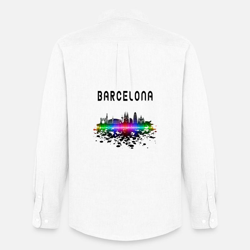 Barcelona Skyline Splash Design / Geschenk - Männer Oxford Hemd von Stanley/Stella - Weiß