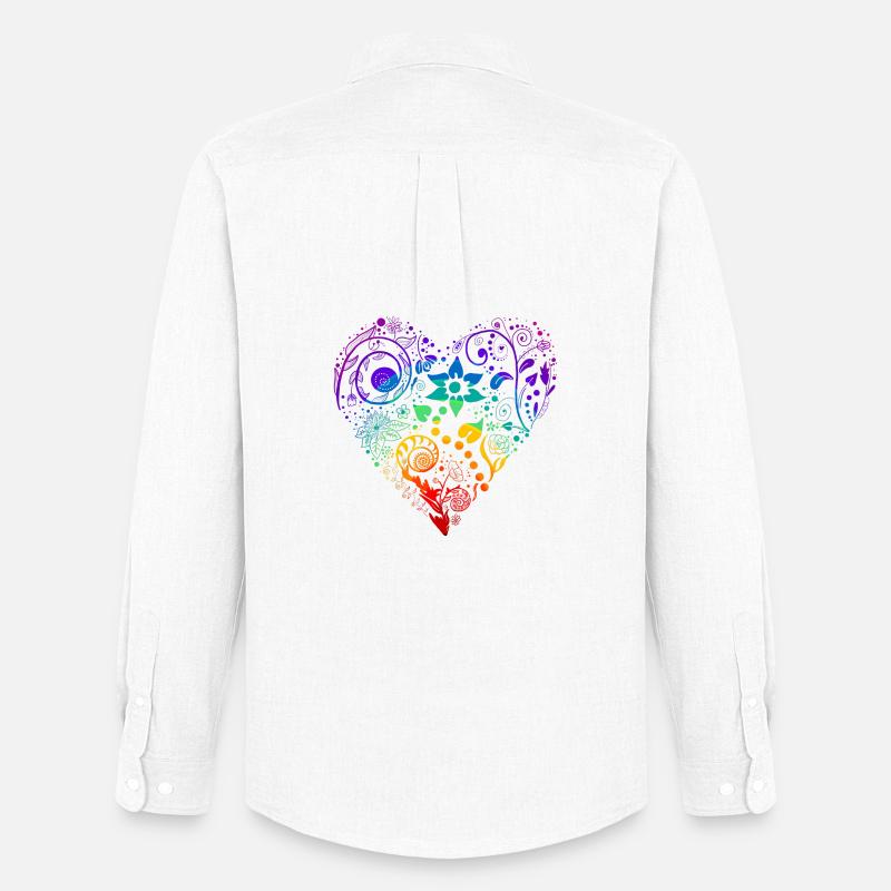 Regenbogen Herz - Männer Oxford Hemd von Stanley/Stella - Weiß