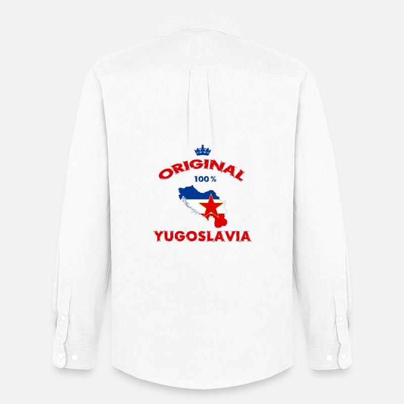 Jugoslavien 100% originale flag - Oxfordskjorte herre Stanley/Stella - hvid
