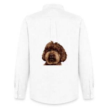 Schnoodle Doodle Dog - Männer Oxford Hemd von Stanley/Stella - Weiß - Hinten - AI Model Male 185 dark (185cm)