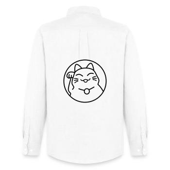 Maneki Neko Neon – Glückskatze aus Japan, Kawaii - Männer Oxford Hemd von Stanley/Stella - Weiß - Hinten - AI Model Male 185 dark (185cm)