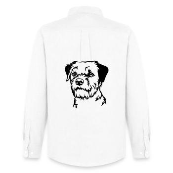 Border Terrier Head - Men's Oxford Shirt by Stanley/Stella - white - Back - AI Model Male 185 dark (185cm)