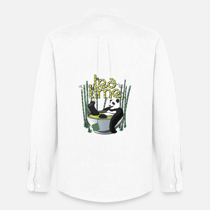 Tea Time - Der Tee-Moment des Pandas - Männer Oxford Hemd von Stanley/Stella - Weiß