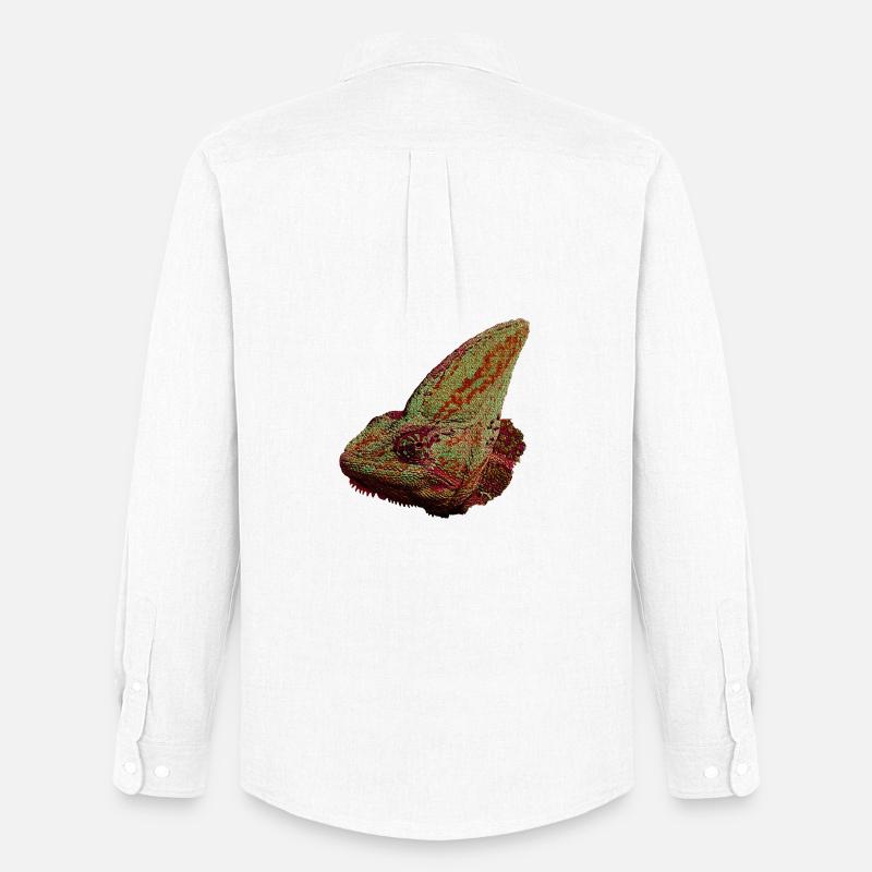 Reptilien designs, Chameleonkopf, freizeitkleidung - Männer Oxford Hemd von Stanley/Stella - Weiß