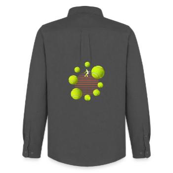 Tennisball - Männer Oxford Hemd von Stanley/Stella - Anthrazit - Hinten - AI Model Male 185 dark (185cm)