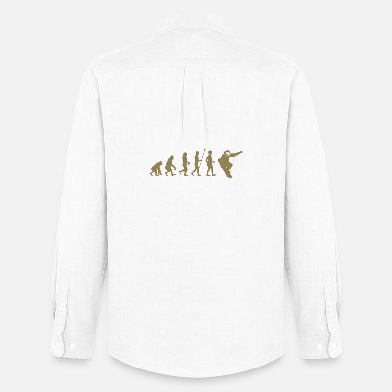 Snowboarder Evolution Gift Idea - Men's Oxford Shirt by Stanley/Stella - white
