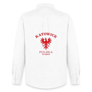 KATOWICE Kattowitz Polen Polska Poland - Männer Oxford Hemd von Stanley/Stella - Weiß - Hinten - AI Model Male 185 dark (185cm)