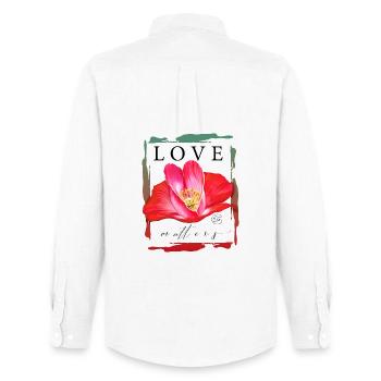 Rote Mohnblume Herz Love Matters Spruch über Liebe - Männer Oxford Hemd von Stanley/Stella - Weiß - Hinten - AI Model Male 185 dark (185cm)
