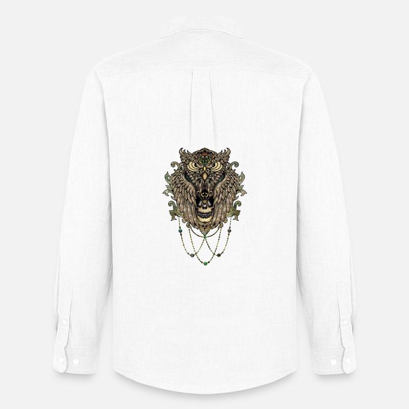 Elegante Eule mit Totenkopf - Männer Oxford Hemd von Stanley/Stella - Weiß