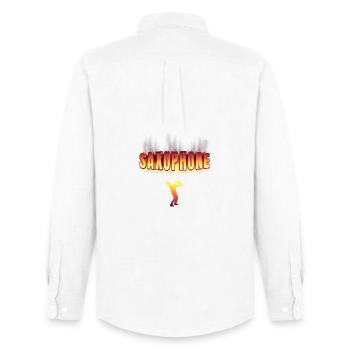 conception de saxophone - Chemise Oxford homme Stanley/Stella - blanc - Dos - AI Model Male 185 dark (185cm)