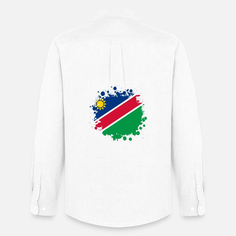 Namibia Flaggen Klecks Design - Männer Oxford Hemd von Stanley/Stella - Weiß