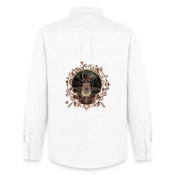 Steampunk Hirsch Porträt im antiken Rahmen - Männer Oxford Hemd von Stanley/Stella - Weiß - Hinten - AI Model Male 185 dark (185cm)