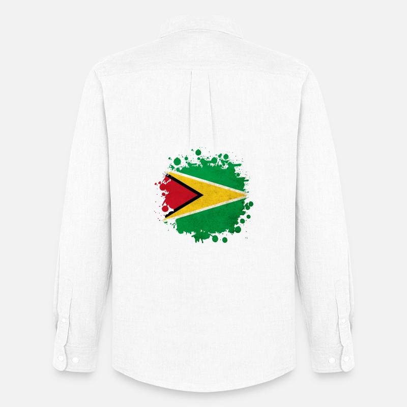 Guyana Flagge Klecks - Männer Oxford Hemd von Stanley/Stella - Weiß