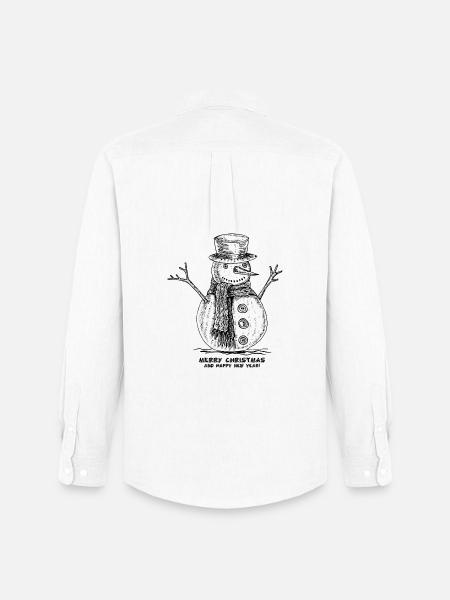 Snowman Merry Christmas - Men's Oxford Shirt by Stanley/Stella - white