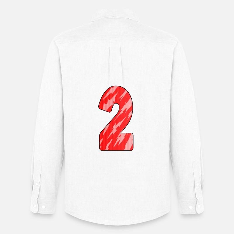 Number 2 Red Pattern - Men's Oxford Shirt by Stanley/Stella - white