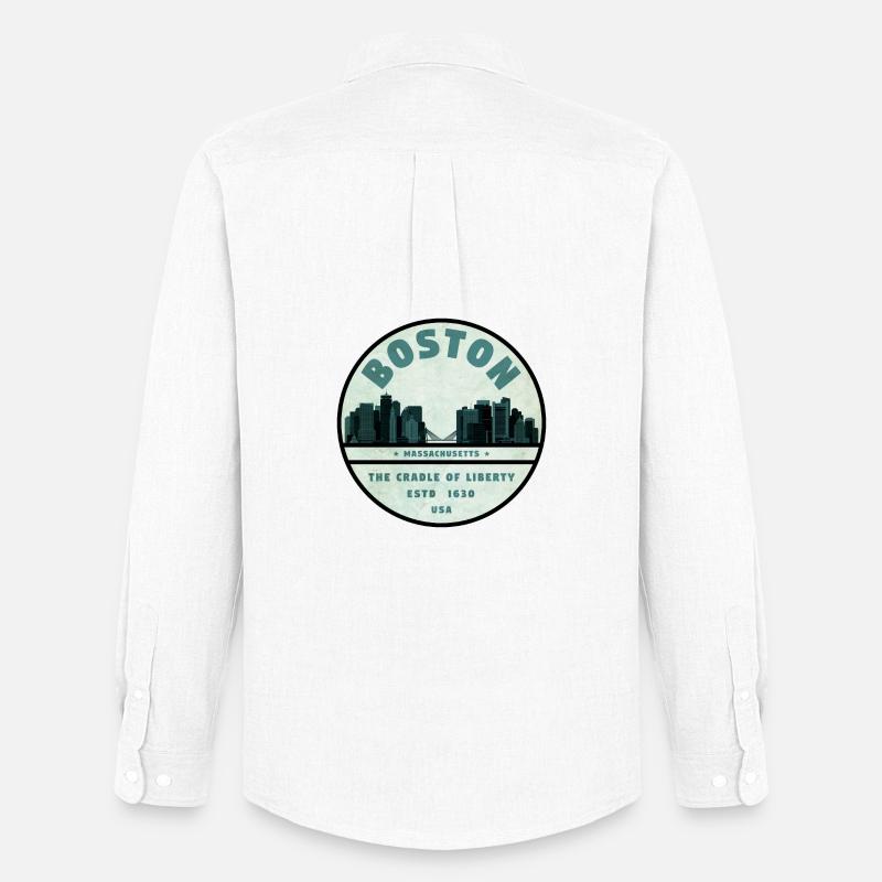 Boston Skyline Cradle Tee - Männer Oxford Hemd von Stanley/Stella - Weiß