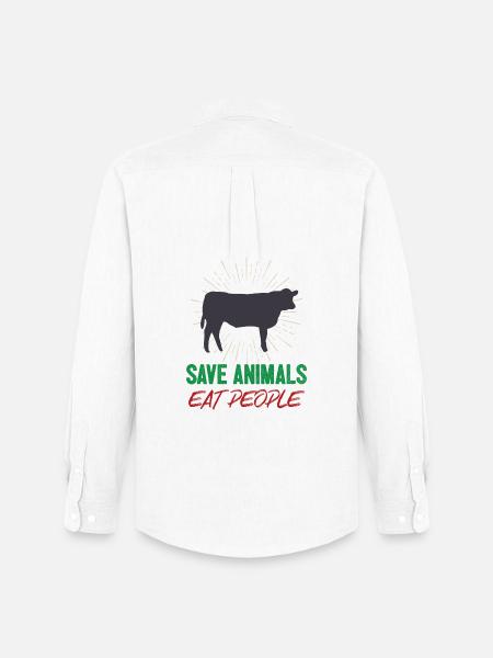 Save Animals Eat People - Men's Oxford Shirt by Stanley/Stella - white