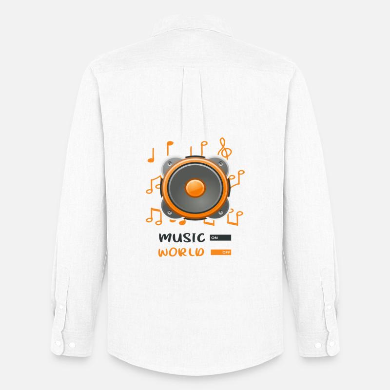 Musikbox An Welt Aus - Männer Oxford Hemd von Stanley/Stella - Weiß