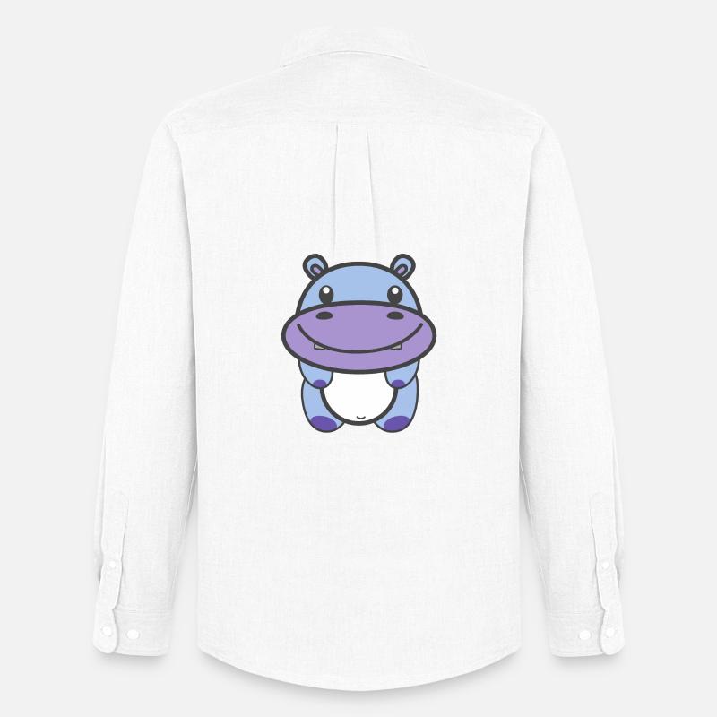 Niedliches Nilpferd Kawaii - Männer Oxford Hemd von Stanley/Stella - Weiß