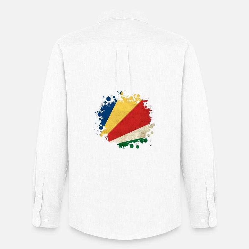 Seychellen Klecks Flaggen Design - Männer Oxford Hemd von Stanley/Stella - Weiß