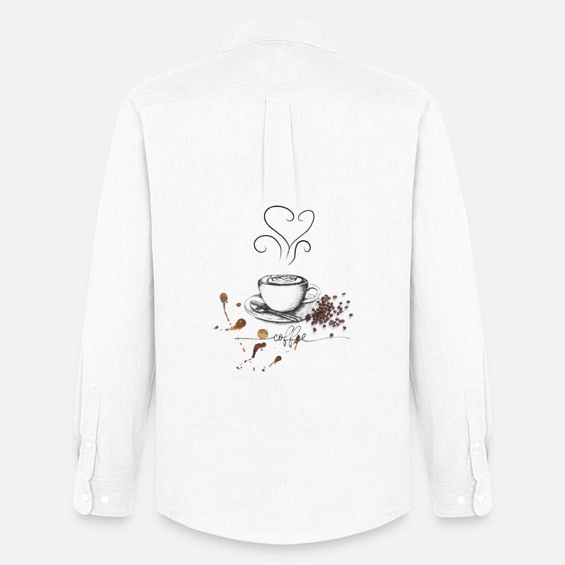 Kaffeetasse und Bohnen Design - Männer Oxford Hemd von Stanley/Stella - Weiß