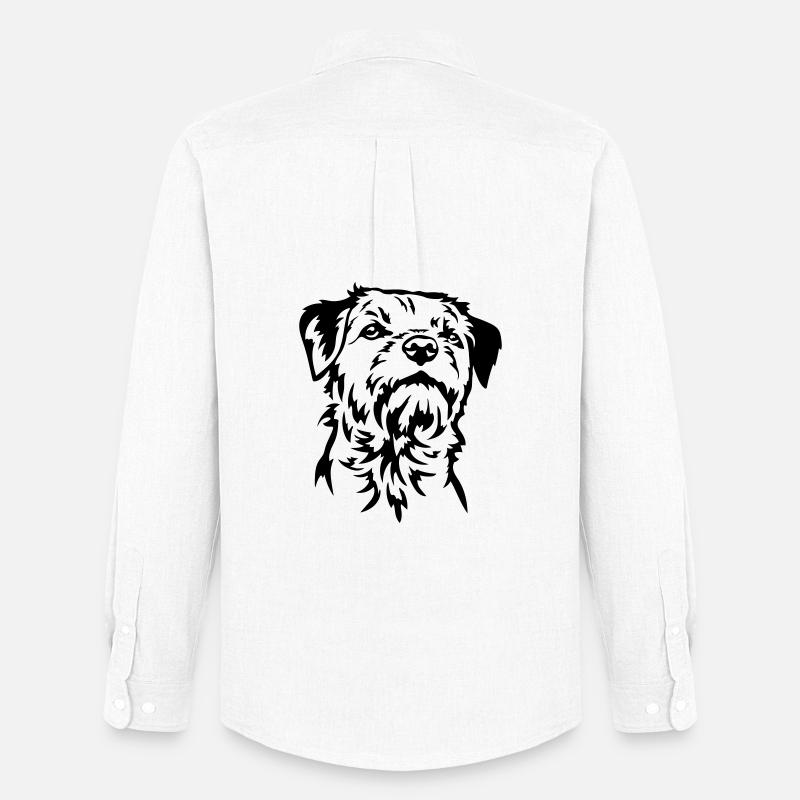 Border Terrier Kopf - Männer Oxford Hemd von Stanley/Stella - Weiß