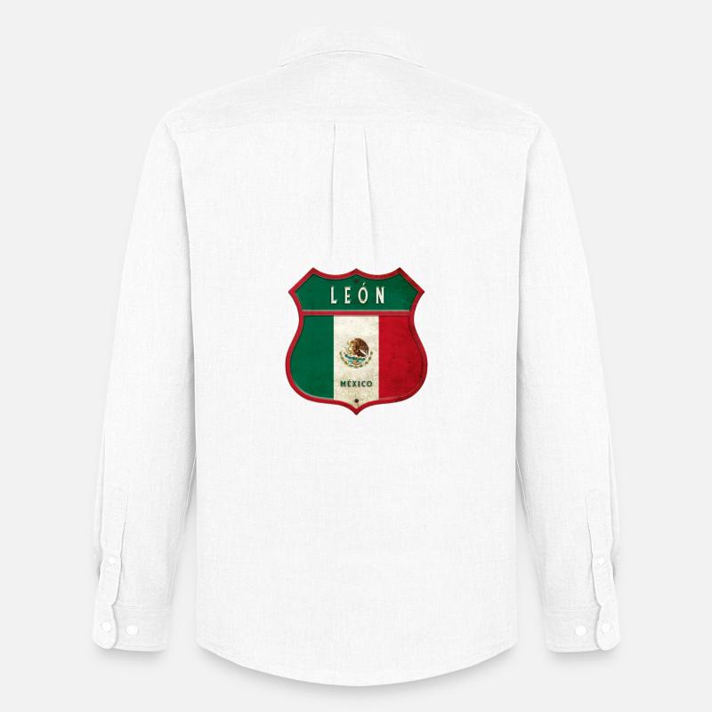 León Mexiko Wappen Design - Männer Oxford Hemd von Stanley/Stella - Weiß