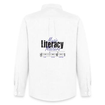 Music Literacy Matters - Männer Oxford Hemd von Stanley/Stella - Weiß - Hinten - AI Model Male 185 dark (185cm)