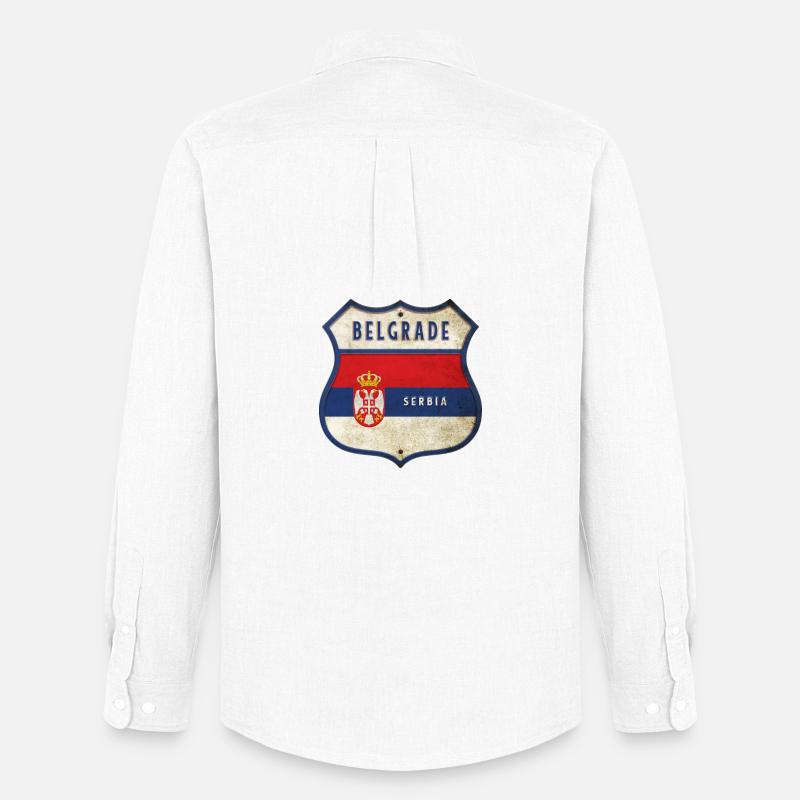 Belgrad Serbien Wappen Flaggen Design - Männer Oxford Hemd von Stanley/Stella - Weiß