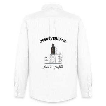 Phare d'Obereversand, Dorum-Neufeld, Mer du Nord - Chemise Oxford homme Stanley/Stella - blanc - Dos - AI Model Male 185 dark (185cm)