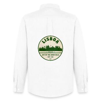 Logo de la ville de la silhouette de Lisboa - Chemise Oxford homme Stanley/Stella - blanc - Dos - AI Model Male 185 dark (185cm)