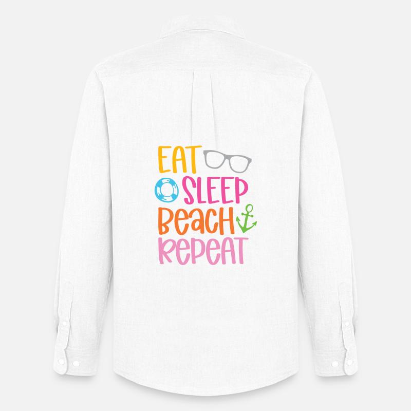 Eat Sleep Beach Repeat - Männer Oxford Hemd von Stanley/Stella - Weiß