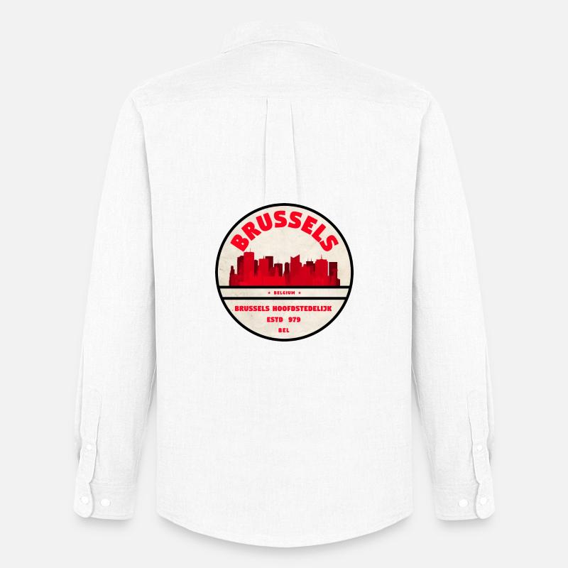 Brüssel Skyline Emblem - Männer Oxford Hemd von Stanley/Stella - Weiß