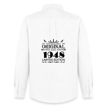 1948 - Year of construction 1948 - Born 1948 - Men's Oxford Shirt by Stanley/Stella - white - Back - AI Model Male 185 dark (185cm)