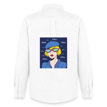 Chill Pop Art Lady - Chemise Oxford homme Stanley/Stella - blanc - Dos - AI Model Male 185 dark (185cm)