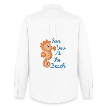 Sea you at the Beach - Beach Lovers Gift Idea - Männer Oxford Hemd von Stanley/Stella - Weiß - Hinten - AI Model Male 185 dark (185cm)