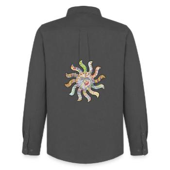 Thought-of-you-sun - Men's Oxford Shirt by Stanley/Stella - anthracite - Back - AI Model Male 185 dark (185cm)