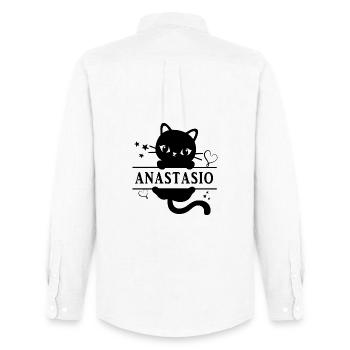 t-shirt Anastasio t-shirt chat cadeau idée chat chat - Chemise Oxford homme Stanley/Stella - blanc - Dos - AI Model Male 185 dark (185cm)