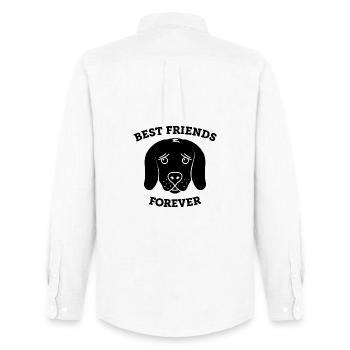 Chiens - Best Friends Forever (noir) - Chemise Oxford homme Stanley/Stella - blanc - Dos - AI Model Male 185 dark (185cm)