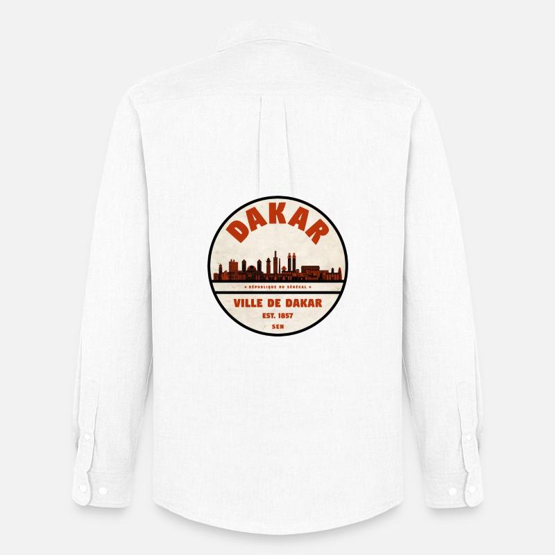 Dakar Skyline Retro-Emblem - Männer Oxford Hemd von Stanley/Stella - Weiß