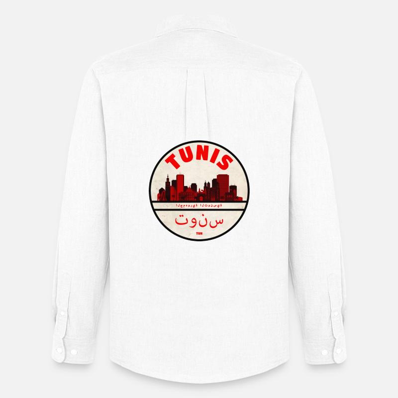Tunis Skyline Red Silhouette - Männer Oxford Hemd von Stanley/Stella - Weiß