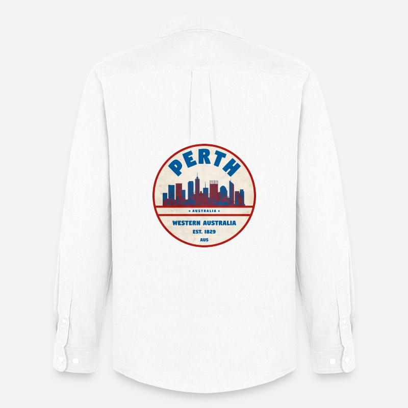 Perth Skyline Retro AU - Männer Oxford Hemd von Stanley/Stella - Weiß