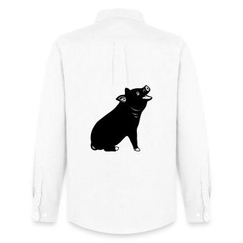 Cheerful pig logo Shadow image - Men's Oxford Shirt by Stanley/Stella - white - Back - AI Model Male 185 dark (185cm)