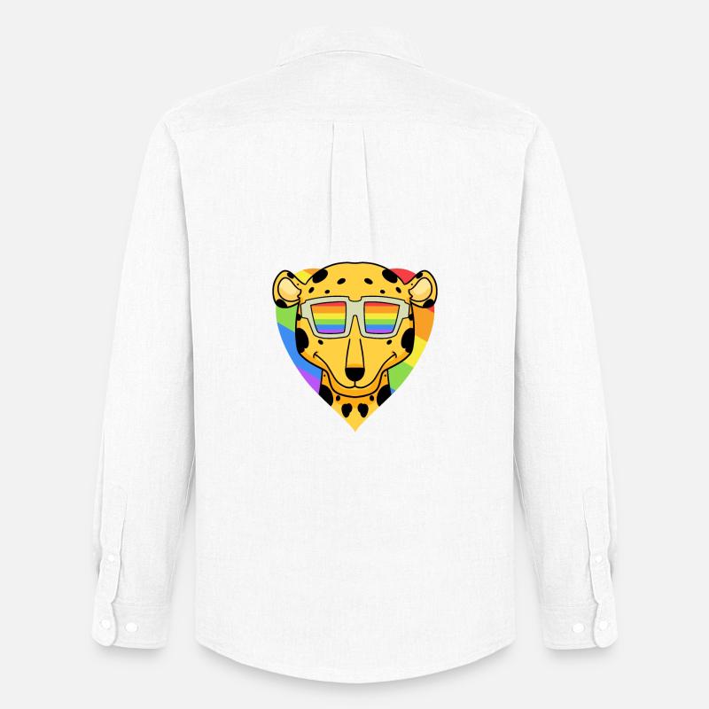 Regenbogen - Gepard mit Brille - Männer Oxford Hemd von Stanley/Stella - Weiß