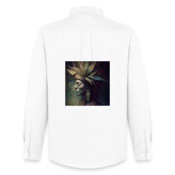 Dreamy Tribal Cannabis Portrait - Men's Oxford Shirt by Stanley/Stella - white - Back - AI Model Male 185 dark (185cm)