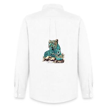 Leopard lying in wait - Men's Oxford Shirt by Stanley/Stella - white - Back - AI Model Male 185 dark (185cm)